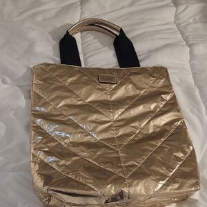 Victoria's Secret Gold and Black Quilted Tote